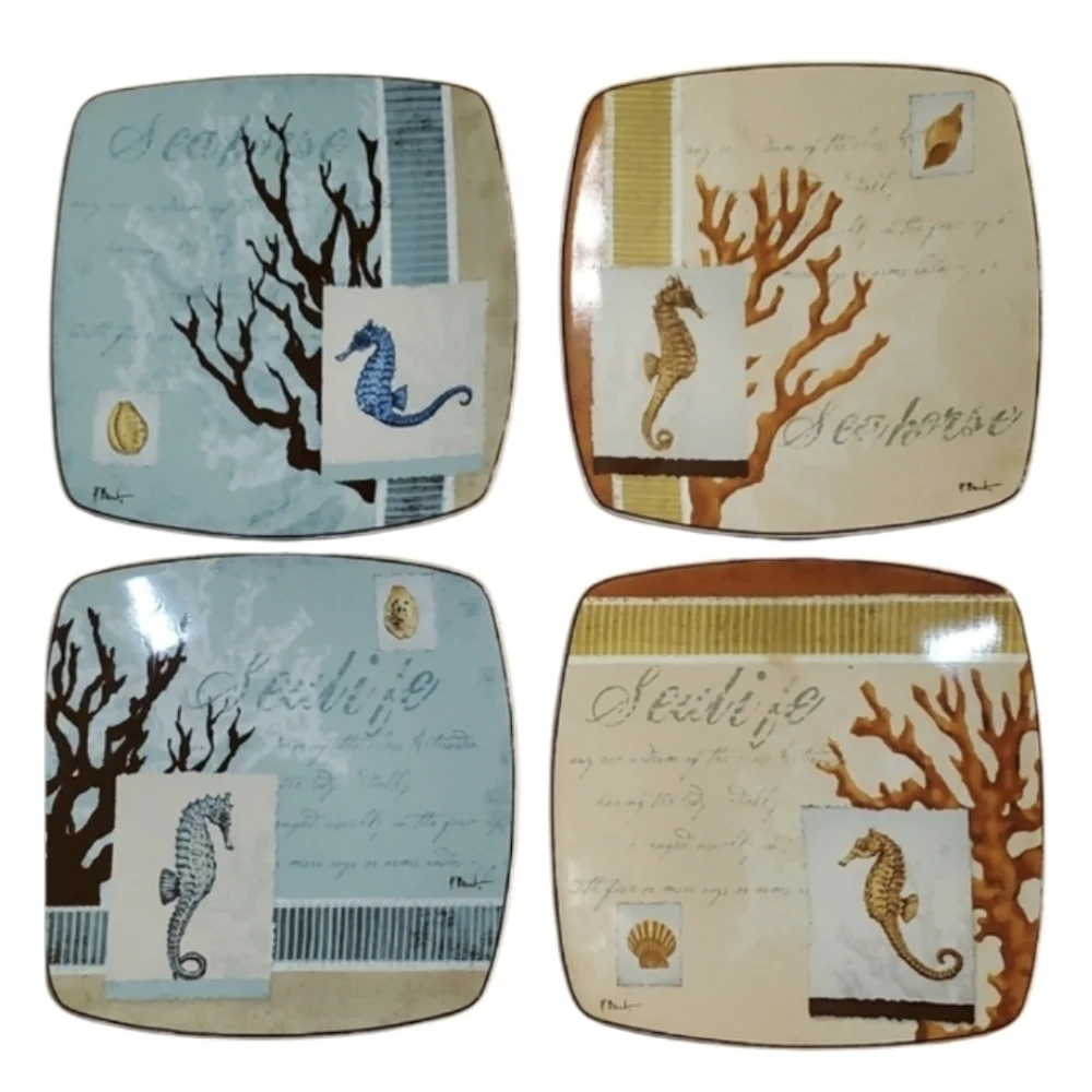 Casa Moda Paul Brent Aquarius Set Of‎ 4 Nautical Seahorse Salad 8